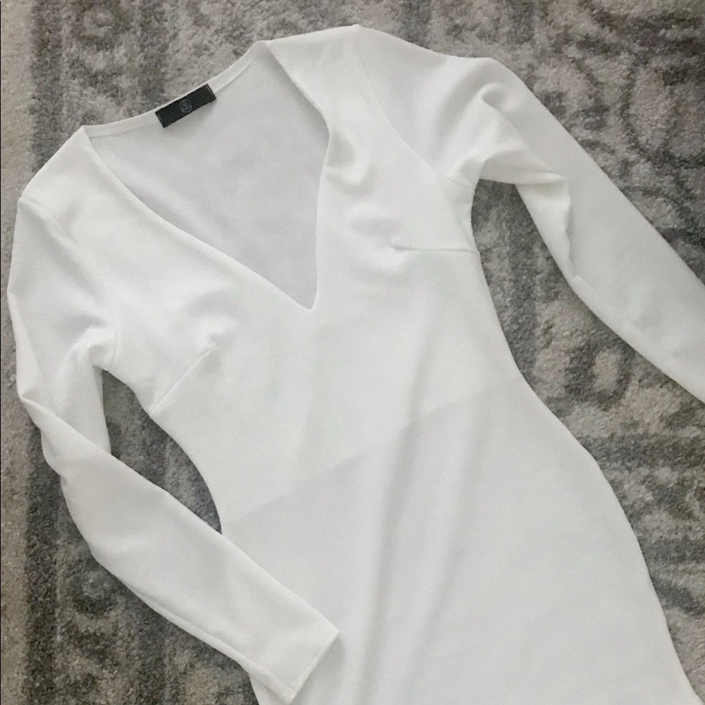 White V Neck Mini Dress